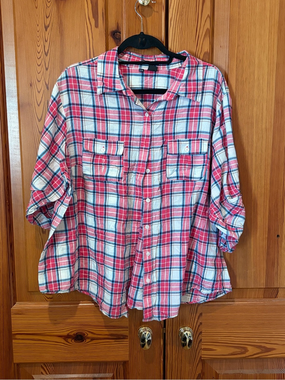 Sandra Ingrish Red Plaid Button-Down Shirt